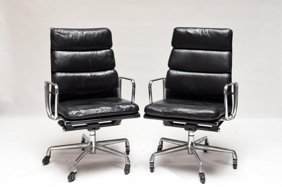 PAIR EAMES HIGH BACK SOFT PAD CHAIRS (1 of 8)