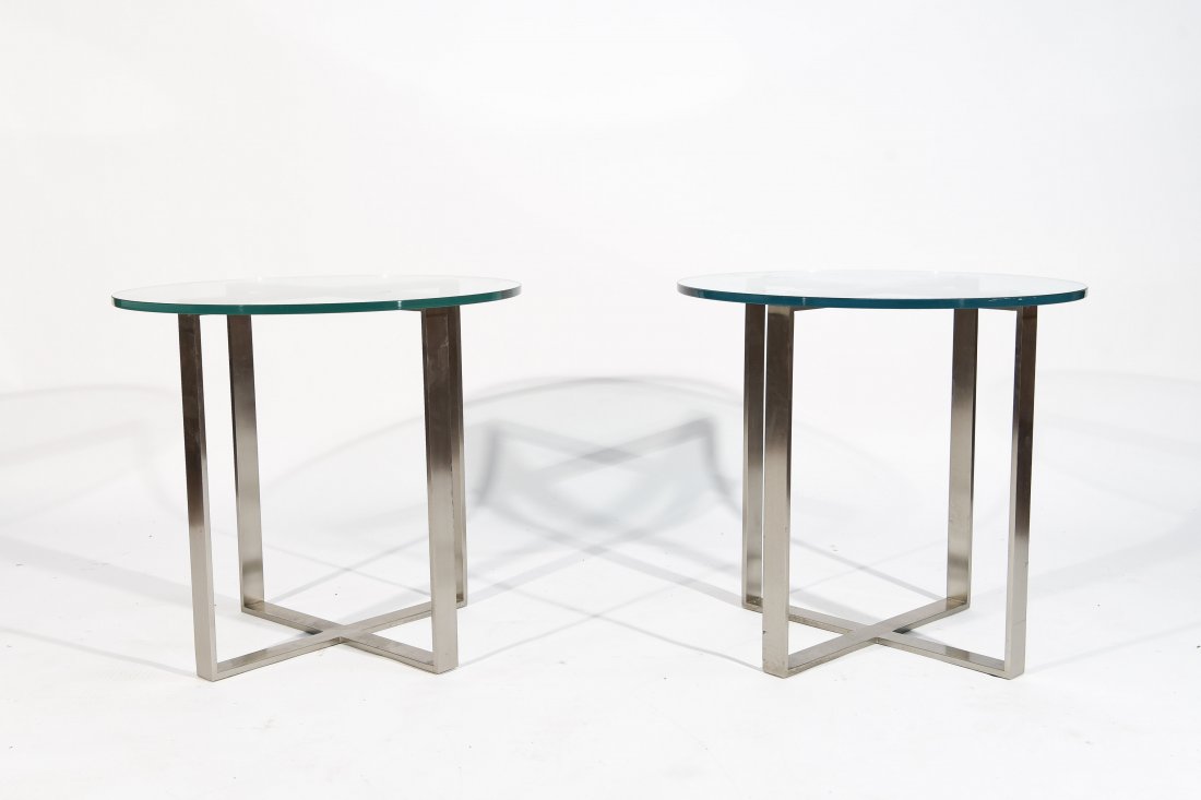 BERNHARDT STEEL & GLASS SIDE TABLES (1 of 8)