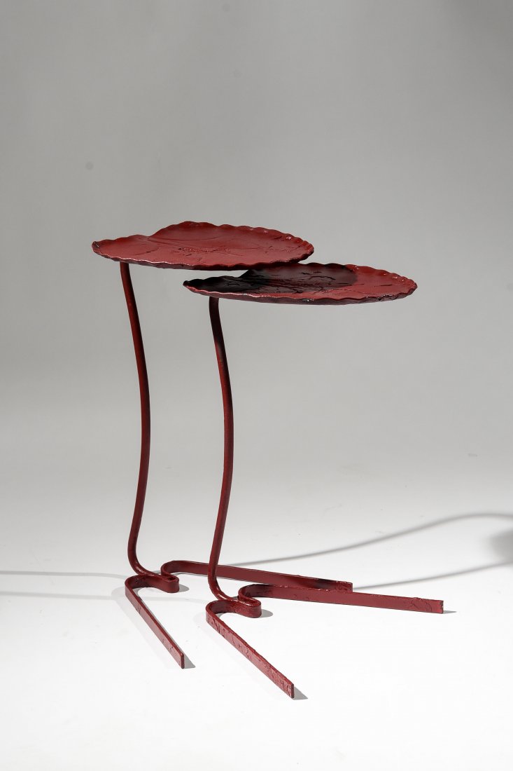 PAIR OF RED SALTERINI LILI PAD TABLES (1 of 6)