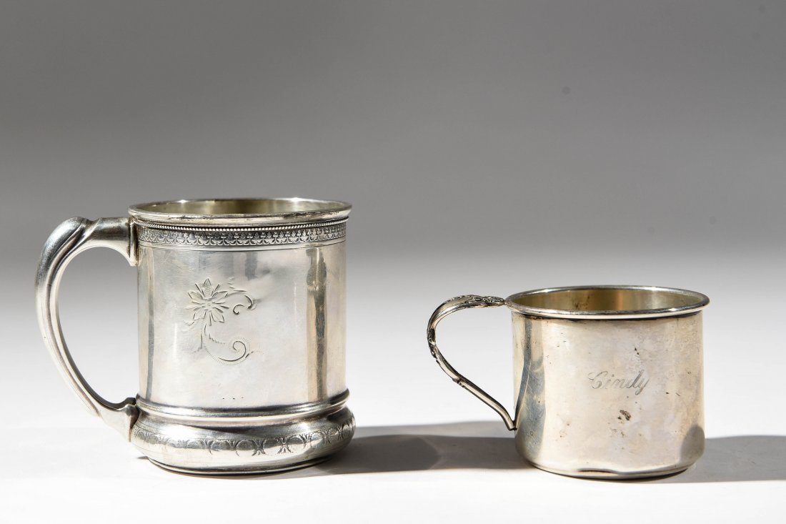 (2) EARLY STERLING SILVER MUGS (1 of 7)