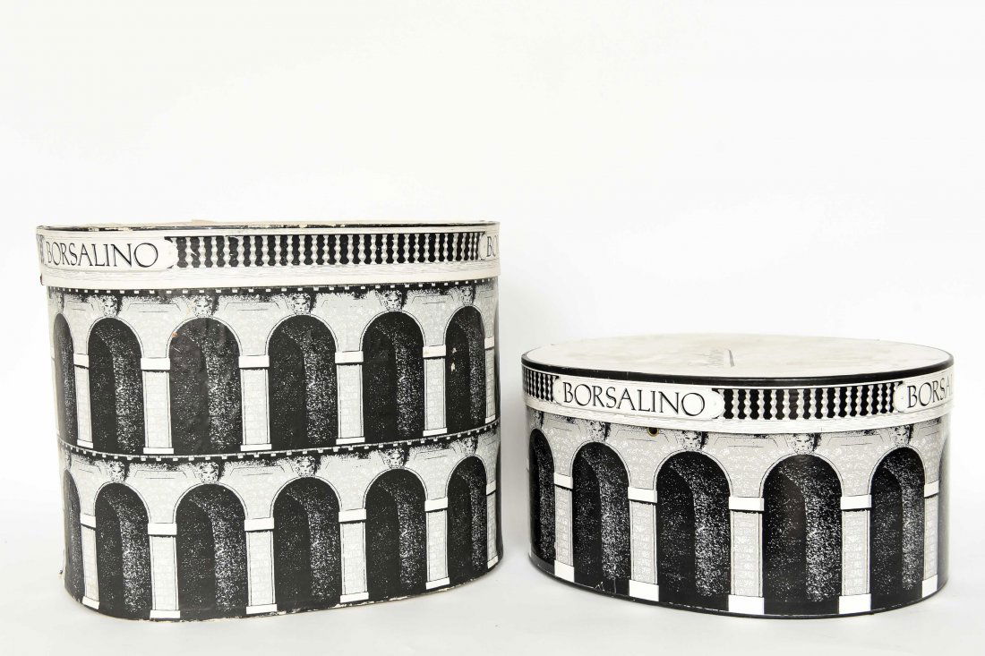 (2) FORNASETTI STYLE BORSALINO HAT BOXES (1 of 9)