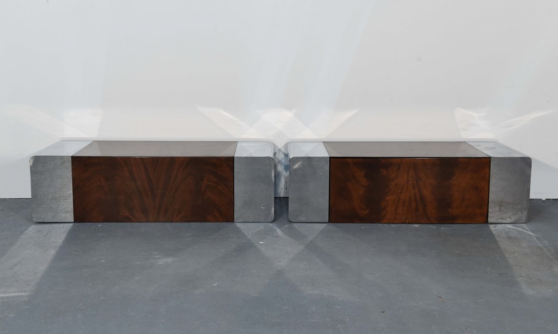 (2) WALL MOUNTED CONSOLES IN WOOD & CHROME (1 of 6)