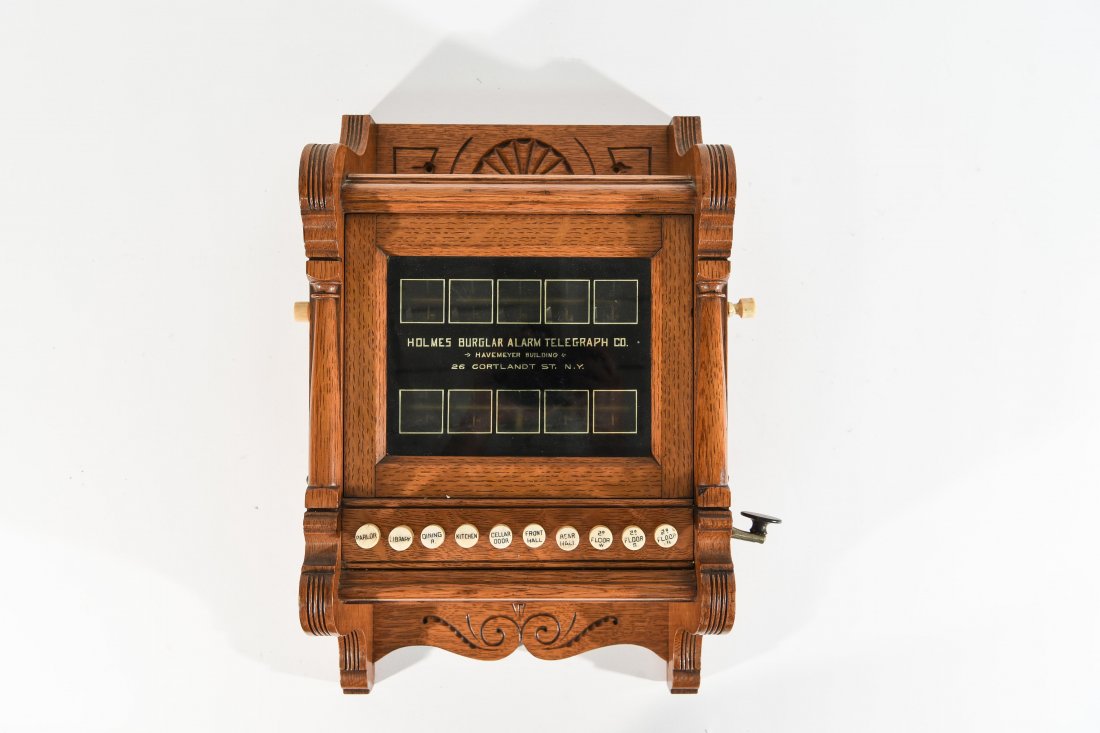 ANTIQUE VICTORIAN HOLMES BURGLAR ALARM: Dimensions: H 16.5" x W 12" x D 7" Condition: Nothing to note.