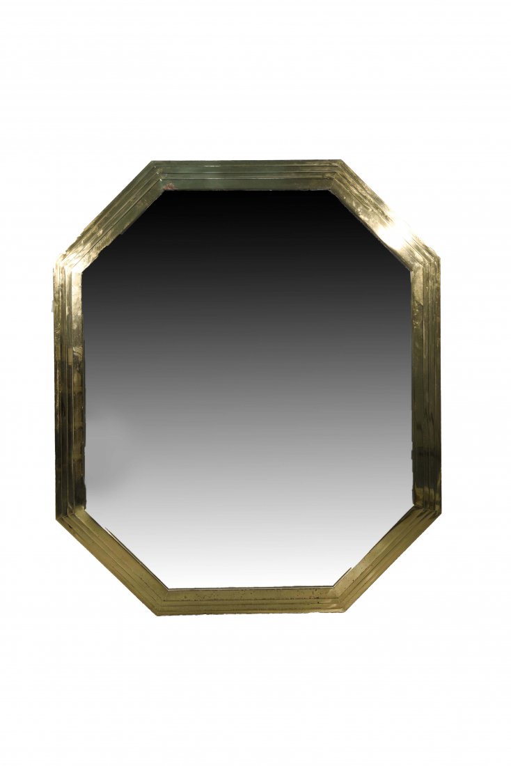MID-CENTURY OCTAGONAL BRASS MIRROR (1 of 6)