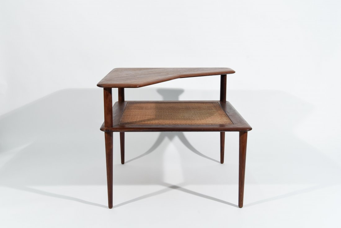 MID CENTURY CANE 2 TIER END TABLE (1 of 7)