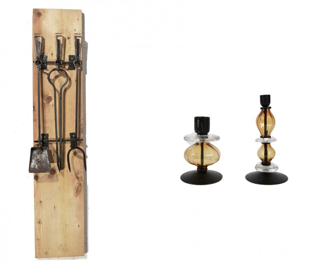 ERIK HOGLUND STYLE FIREPLACE TOOLS & CANDLESTICKS (1 of 10)