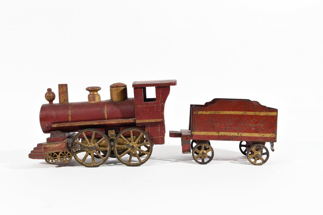ANTIQUE WINDUP IRON TOY TRAIN (1 of 10)