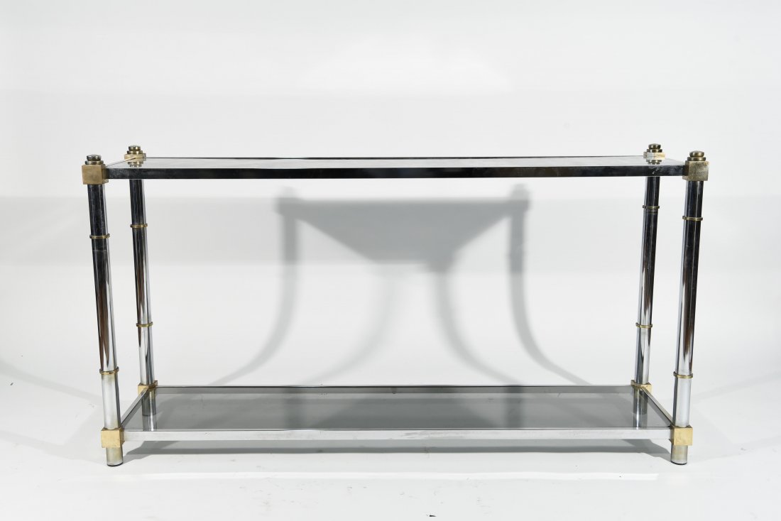 CHROME & BRASS CONSOLE TABLE (1 of 6)