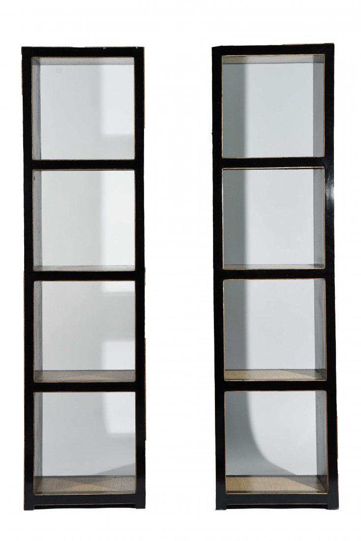 PAIR OF BLACK PAINTED BOOKSHELVES (1 of 8)