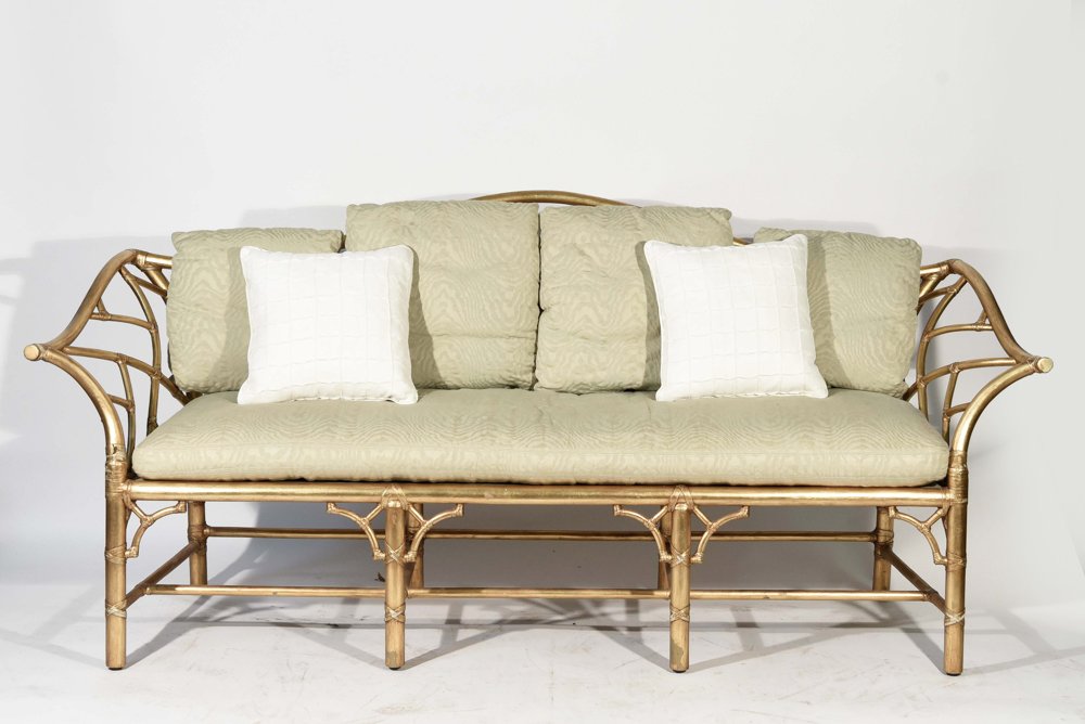 GOLD PAINTED FAUX BAMBOO SETTEE (1 of 10)