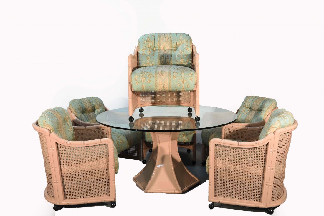 GIORGIO HOLLYWOOD REGENCY FAUX BAMBOO DINING SET (1 of 7)