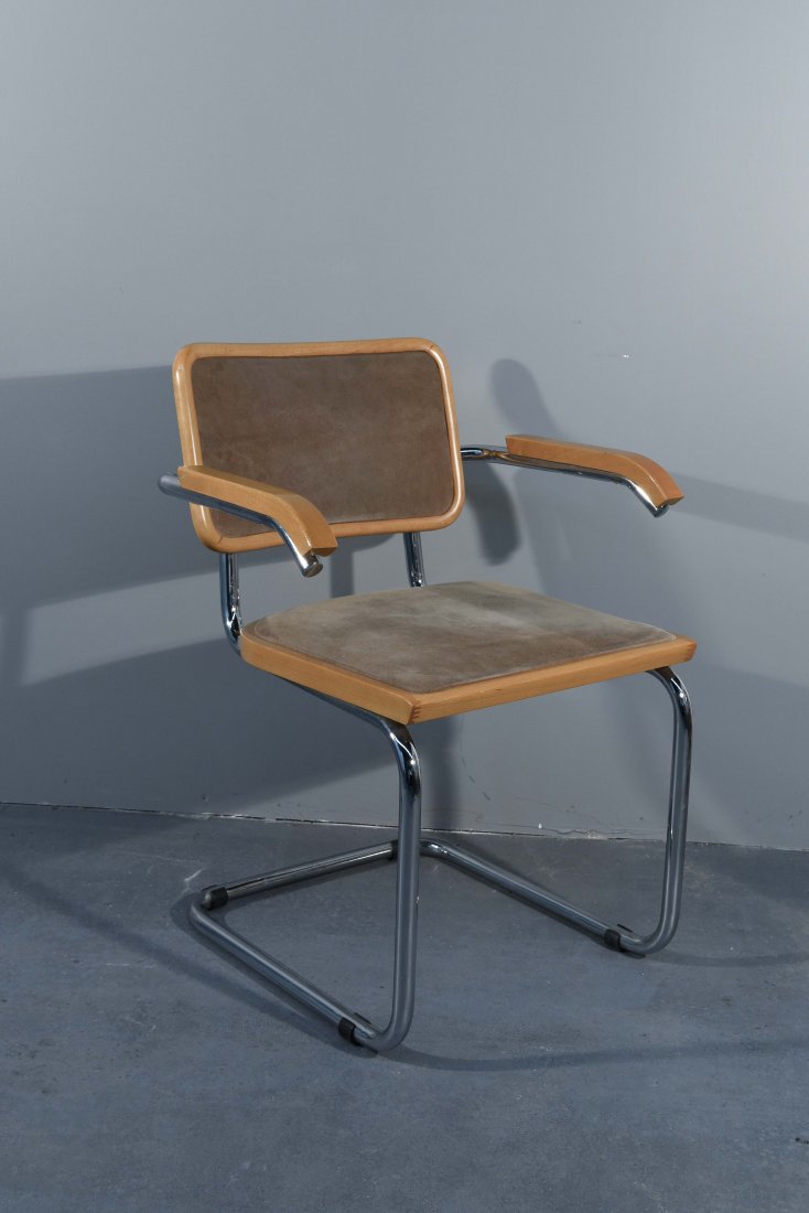 MARCEL BREUER STYLE ITALIAN BEECH & CHROME CHAIR (1 of 8)