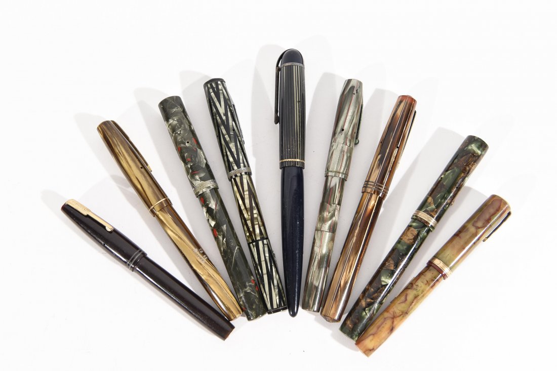 (9) WATERMAN'S FOUNTAIN PENS: Mostly Waterman's, one Eversharp. Condition: all used with normal signs of age.