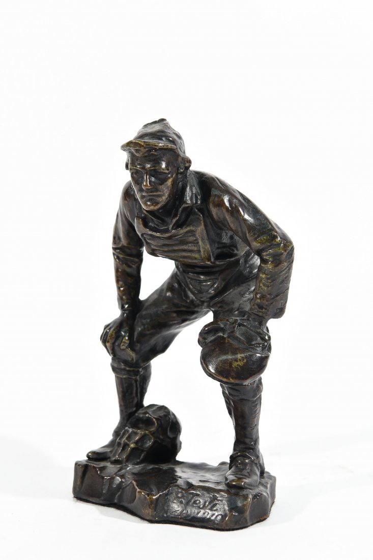 BRONZE BASEBALL PLAYER SCULPTURE (1 of 8)