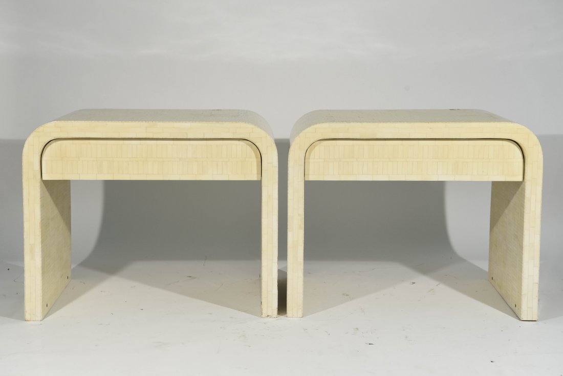 (2) KARL SPRINGER STYLE TESSELLATED NIGHSTANDS (1 of 10)