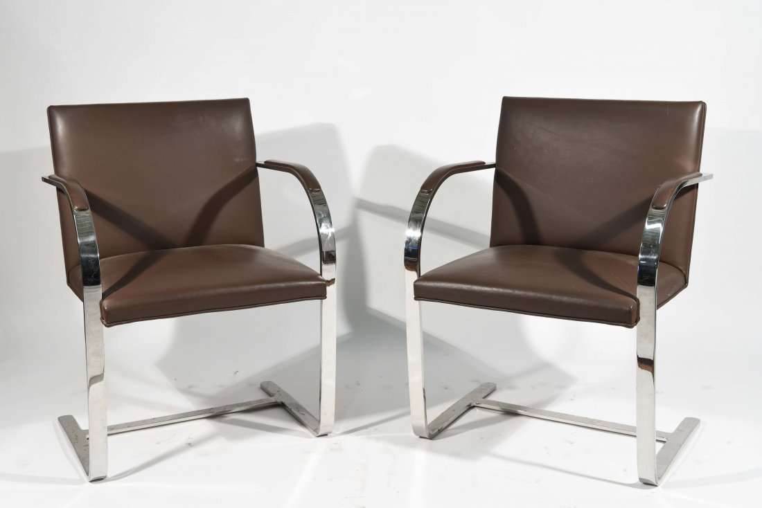 (2) FLAT BAR CHROME & LEATHER ARM CHAIRS (1 of 9)