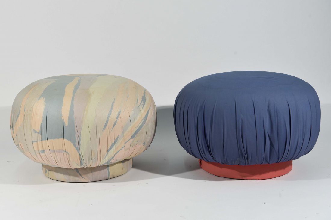 PAIR OF KARL SPRINGER SWIVEL POUF OTTOMANS (1 of 9)