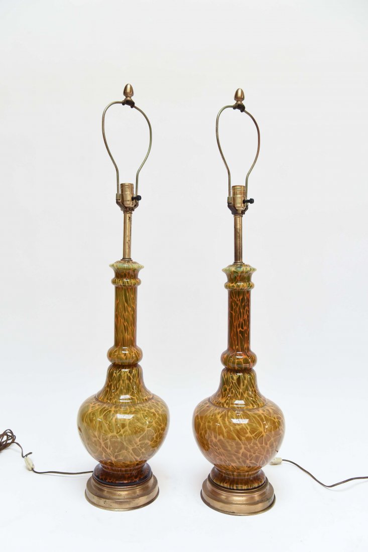 (2) ATTR. MARBRO TORTOISE SHELL CASE GLASS LAMPS (1 of 8)