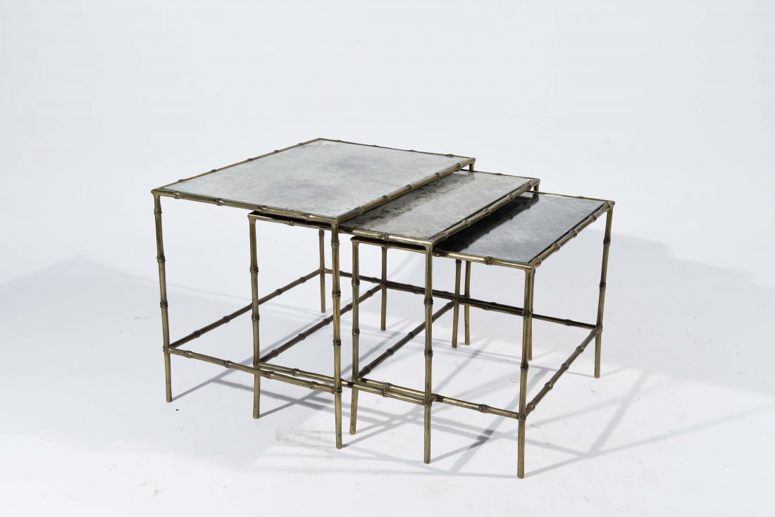 MAISON BAGUES STYLE FAUX BAMBOO NESTING TABLE SET (1 of 6)