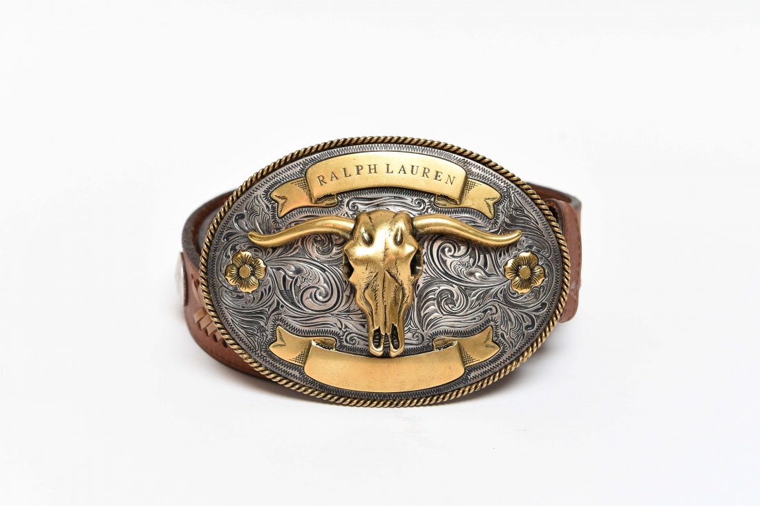 RALPH LAUREN LARGE WESTERN BELT BUCKLE & BELT (1 of 7)