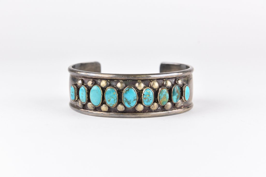 NAVAJO STERLING & TURQUOISE BRACELET 4 (1 of 5)