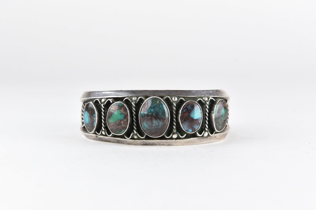 NAVAJO STERLING & TURQUOISE BRACELET 18 (1 of 6)