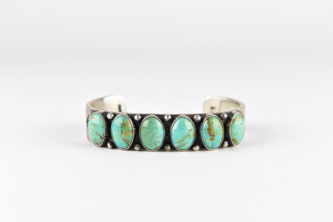 NAVAJO STERLING & TURQUOISE BRACELET 21 (1 of 7)