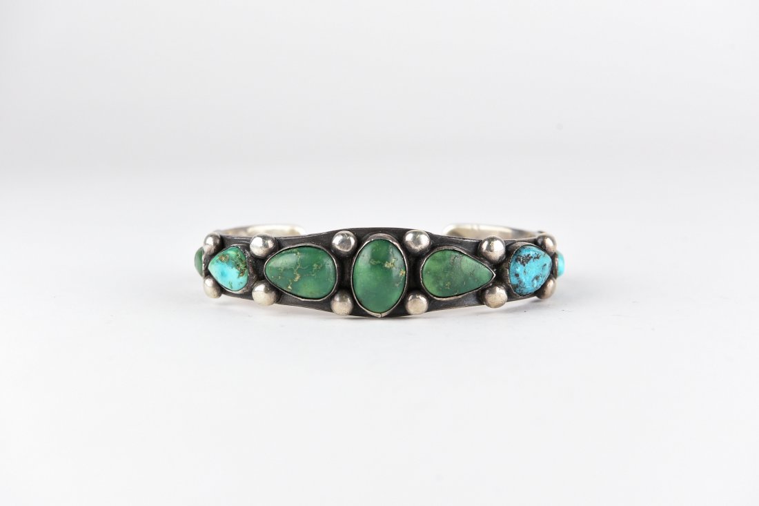 NAVAJO STERLING & TURQUOISE BRACELET 26 (1 of 6)
