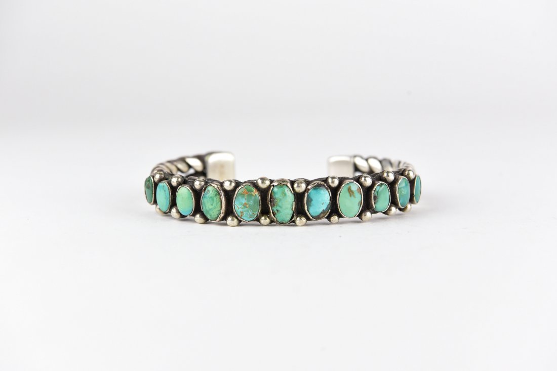 NAVAJO STERLING & TURQUOISE BRACELET 28 (1 of 6)