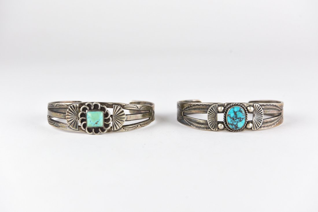 (2) NAVAJO STERLING & TURQUOISE BRACELETS 33 (1 of 10)