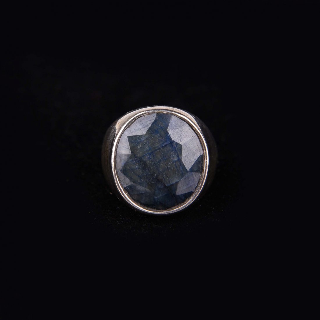 SILVER RING WITH FACETED DRUZY OR AGATE (1 of 5)