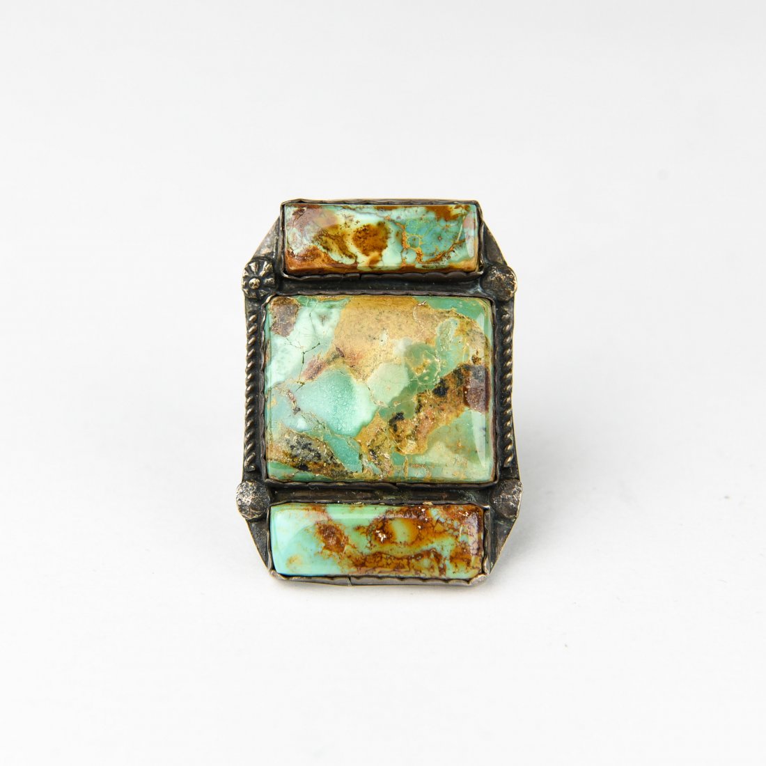 CHUNKY 3 STONE STERLING AND TURQUOISE RING (1 of 5)