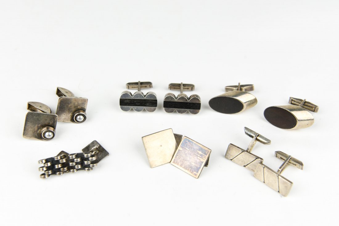 (6) PAIR MODERNIST STERLING CUFFLINKS (1 of 8)