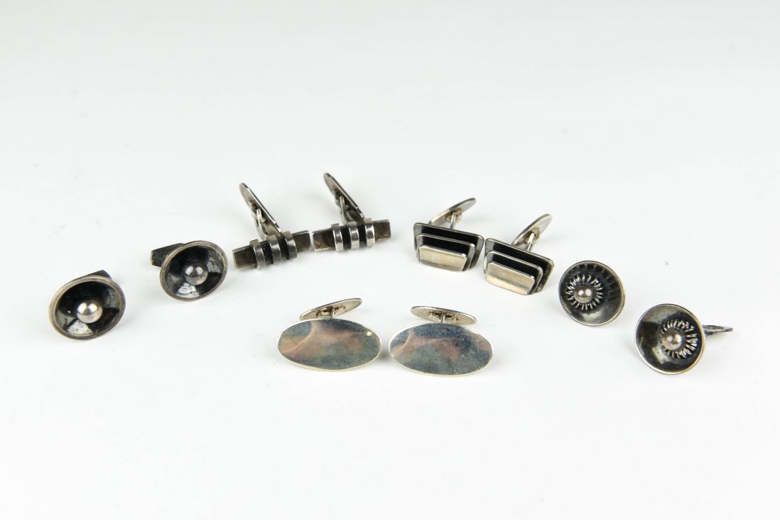 (5) PAIR MODERNIST STERLING SILVER CUFFLINKS (1 of 7)