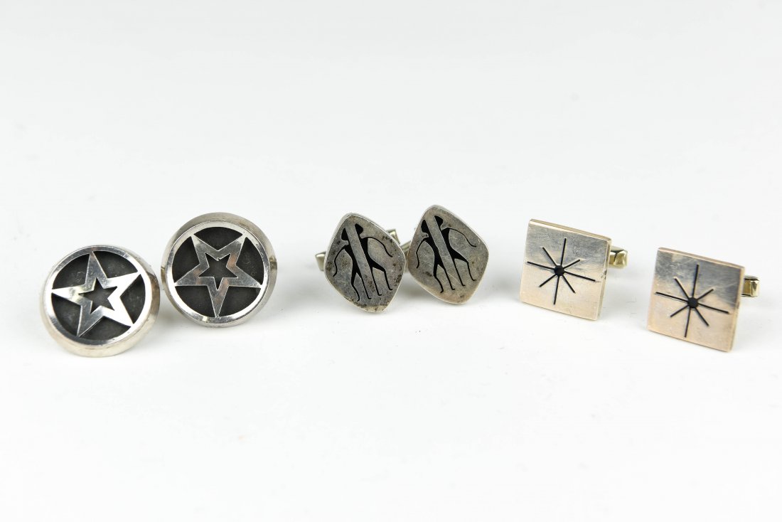 (3) MODERNIST MEXICAN SILVER CUFFLINKS (1 of 7)