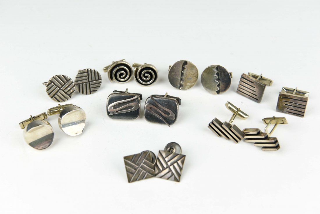 (8) PAIR MODERNIST MEXICAN STERLING CUFFLINKS (1 of 9)