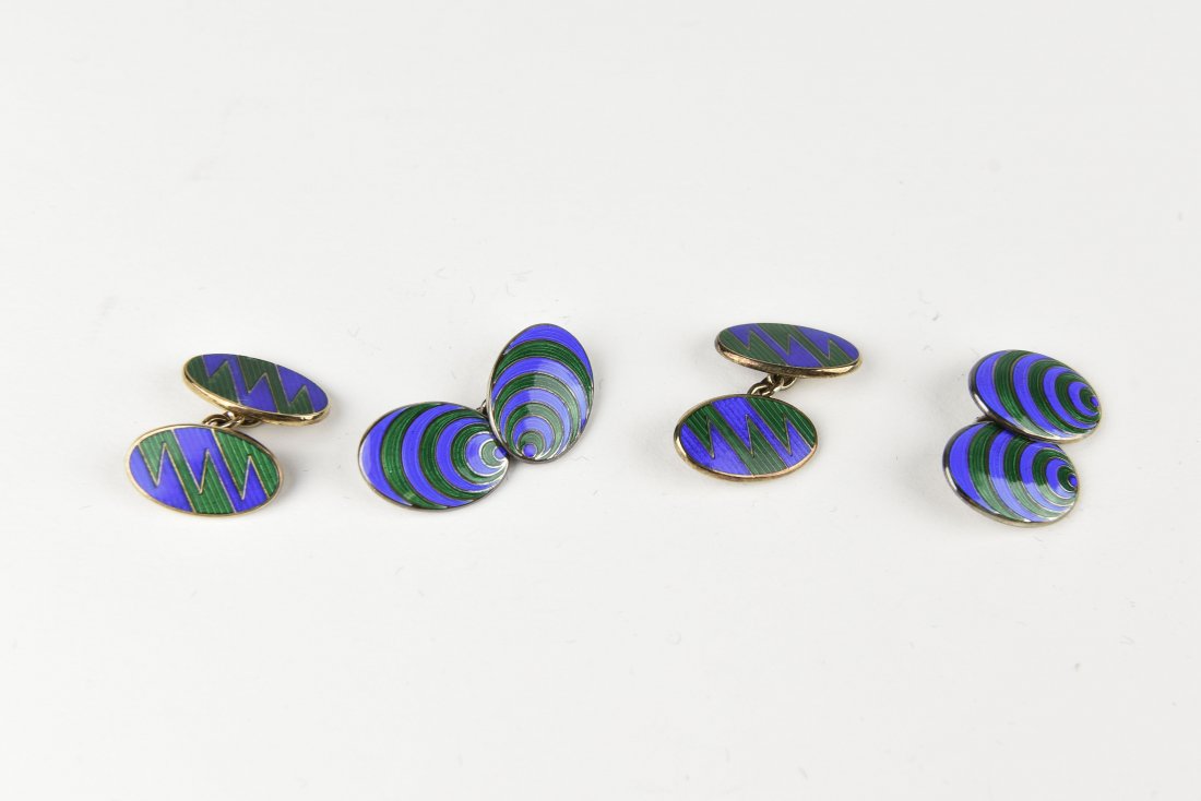 (2) PAIRS OF STERLING SILVER & ENAMEL CUFFLINKS (1 of 4)