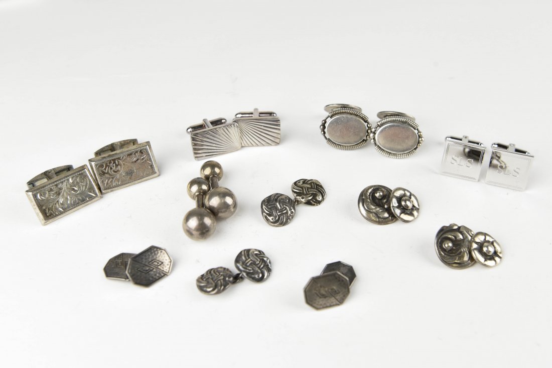 (8) PAIRS OF STERLING SILVER CUFFLINKS (1 of 6)