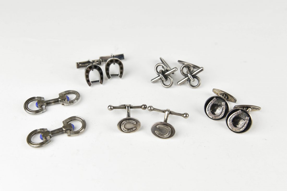 (5) PAIRS OF SILVER EQUESTRIAN & HORSE CUFFLINKS (1 of 6)