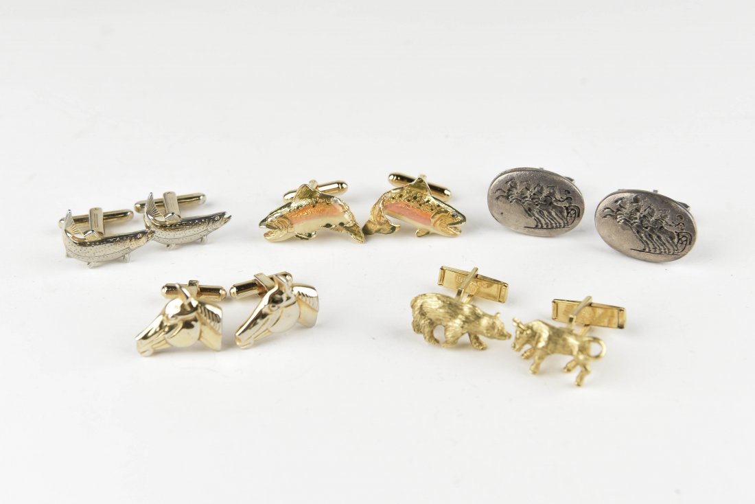 (5) PAIRS OF FISH HORSE BULL ETC CUFFLINKS (1 of 7)