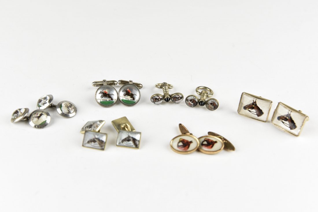 (6) PAIRS OF EQUESTRIAN AND HORSE CUFFLINKS (1 of 8)
