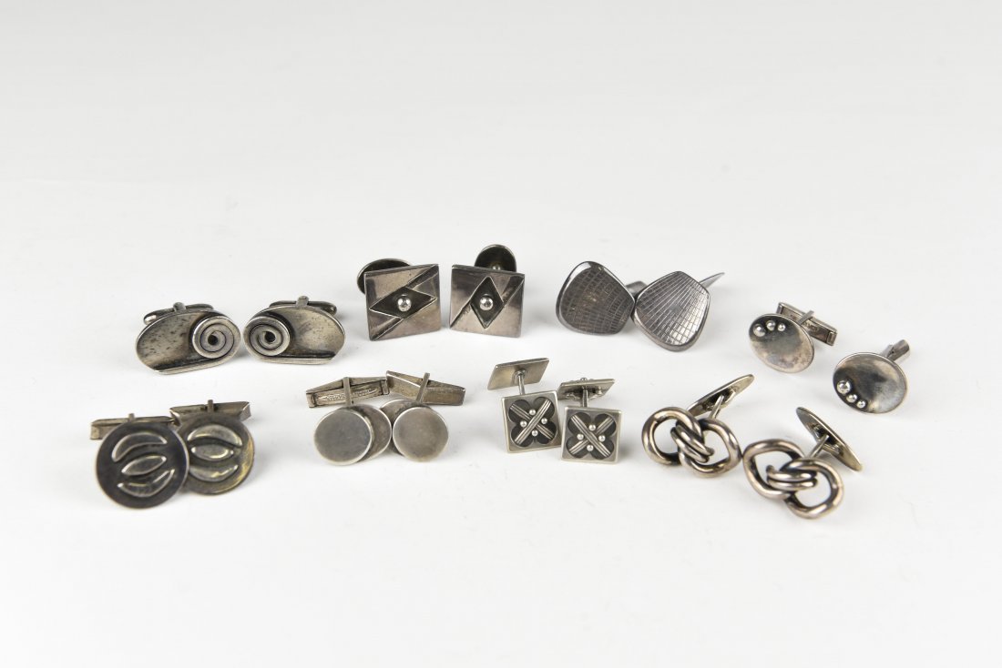 (8) PAIRS OF MODERNIST STERLING SILVER CUFFLINKS (1 of 7)