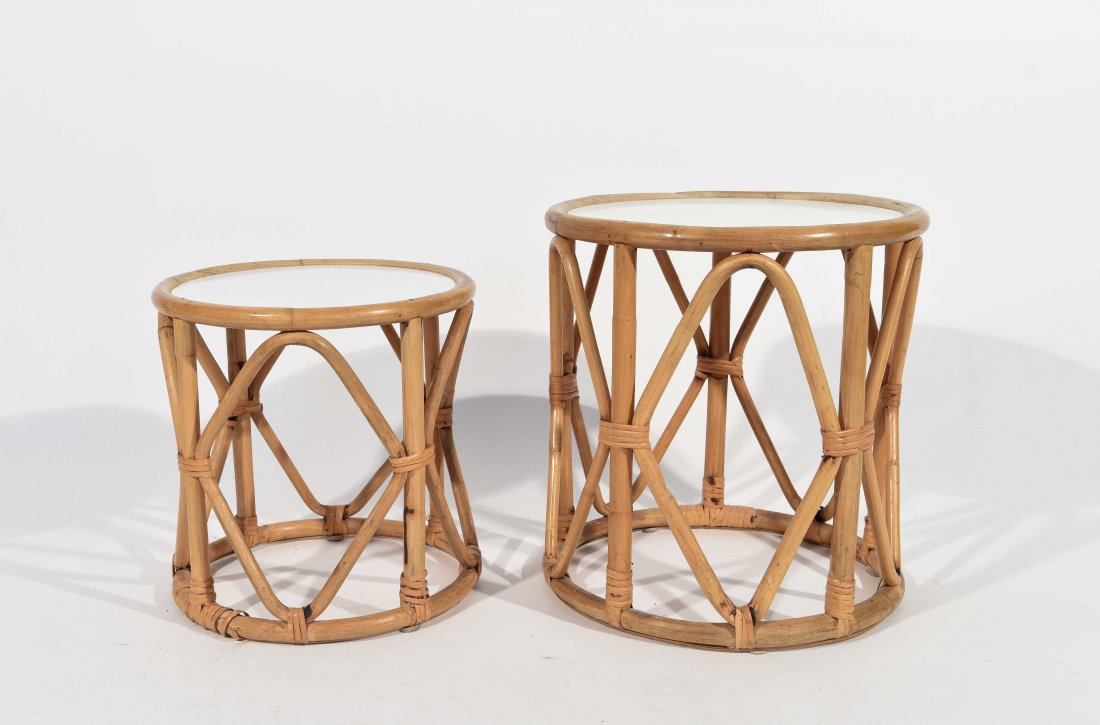(2) RATTAN SIDE TABLES (1 of 9)
