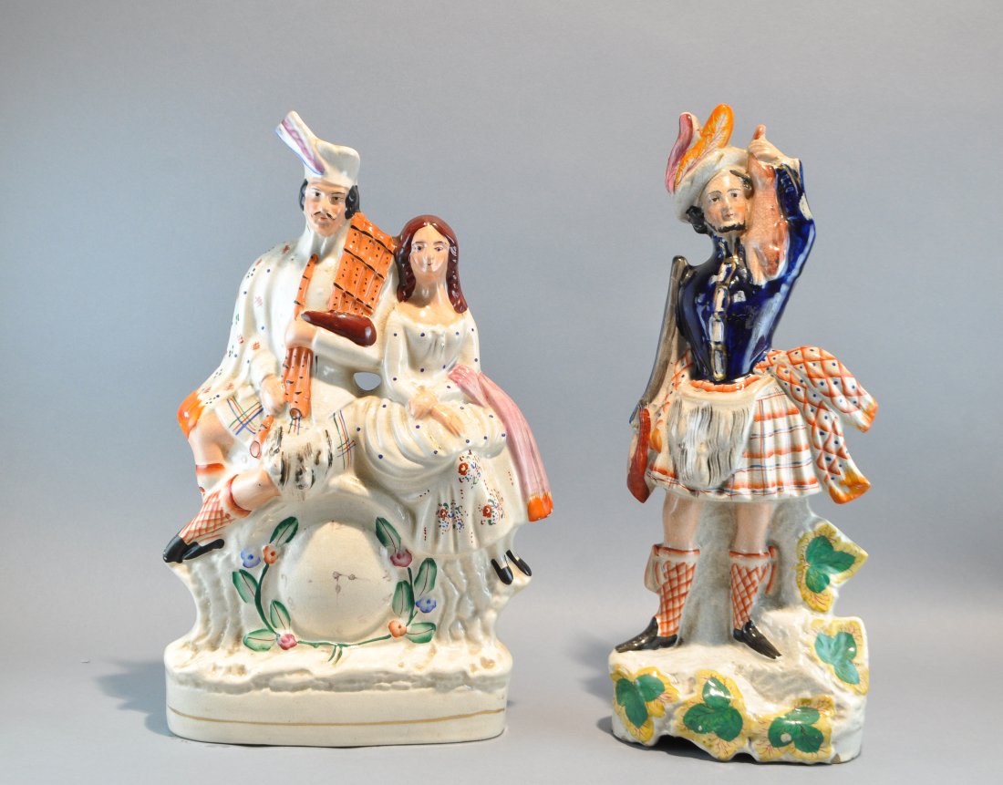 GROUPING OF TWO STAFFORDSHIRE CERAMIC FIGURES (1 of 10)