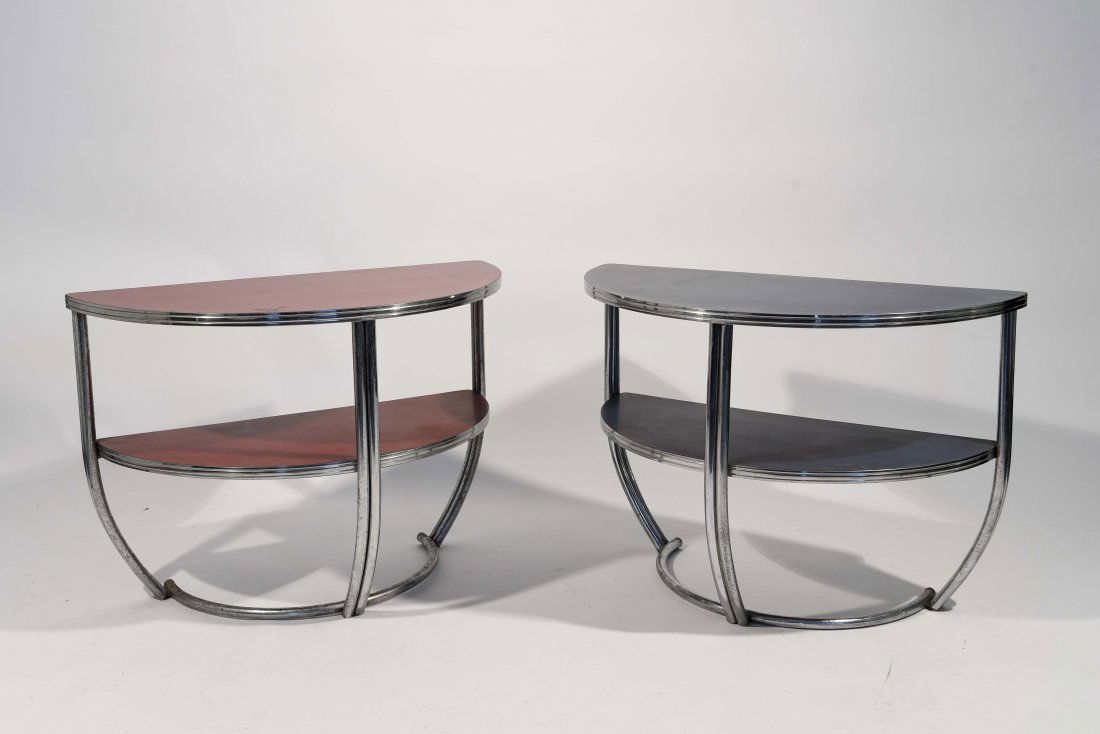 PAIR OF ART DECO CHROME END TABLES (1 of 10)