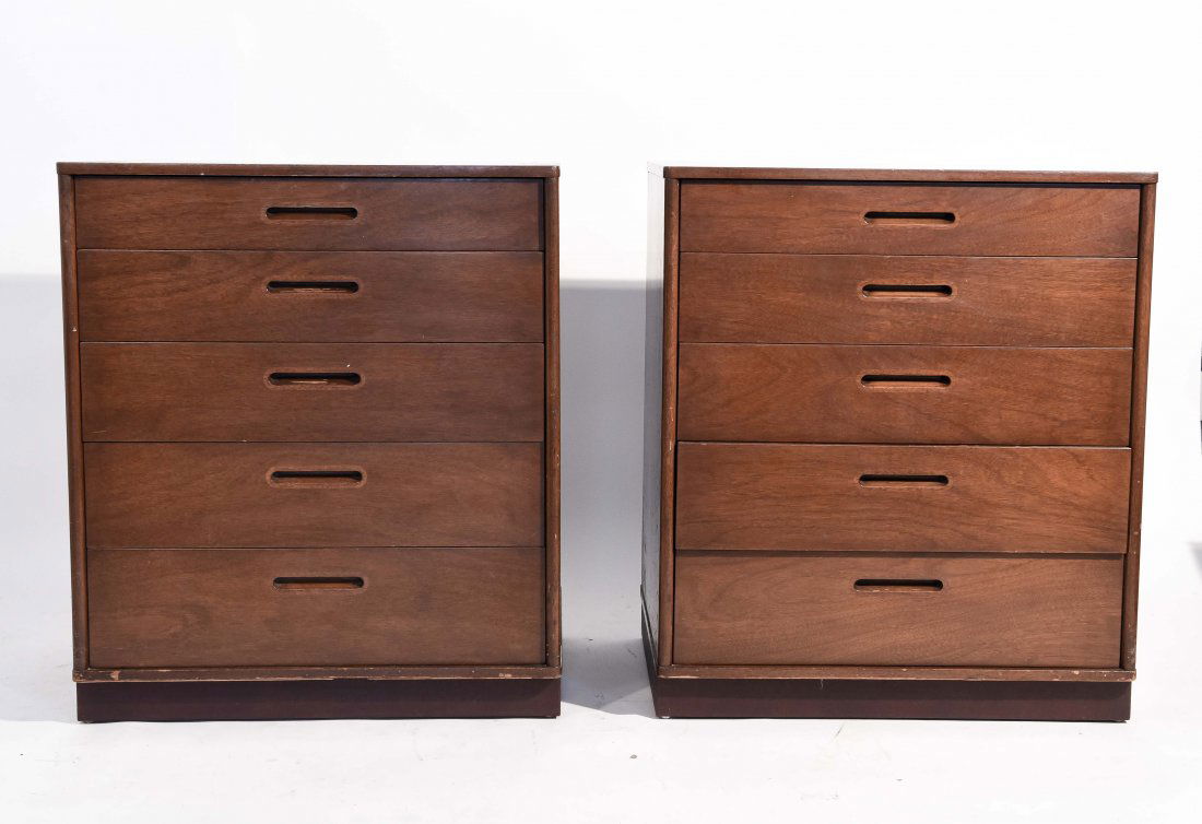 PAIR OF DUNBAR 5 DRAWER LOW CHESTS (1 of 10)
