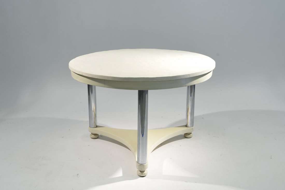 KARL SPRINGER STYLE ROUND SLATE TOP TABLE (1 of 9)