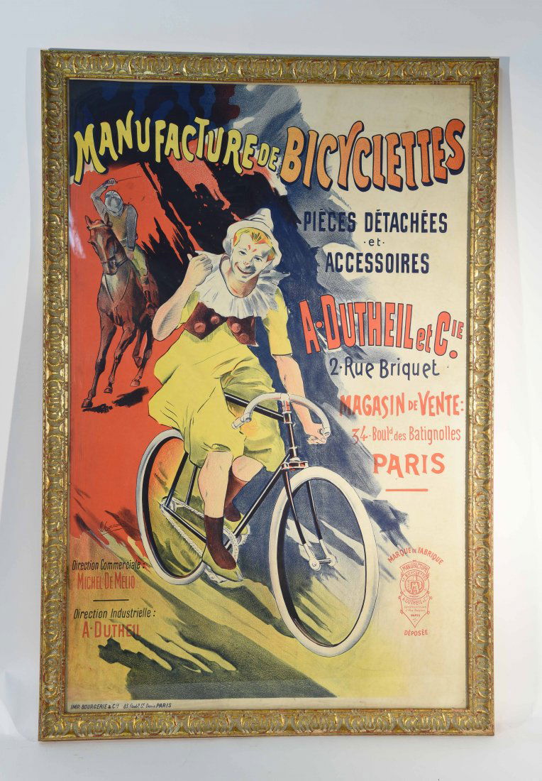 VINTAGE FRENCH BICYCLE POSTER C.1890 (1 of 8)