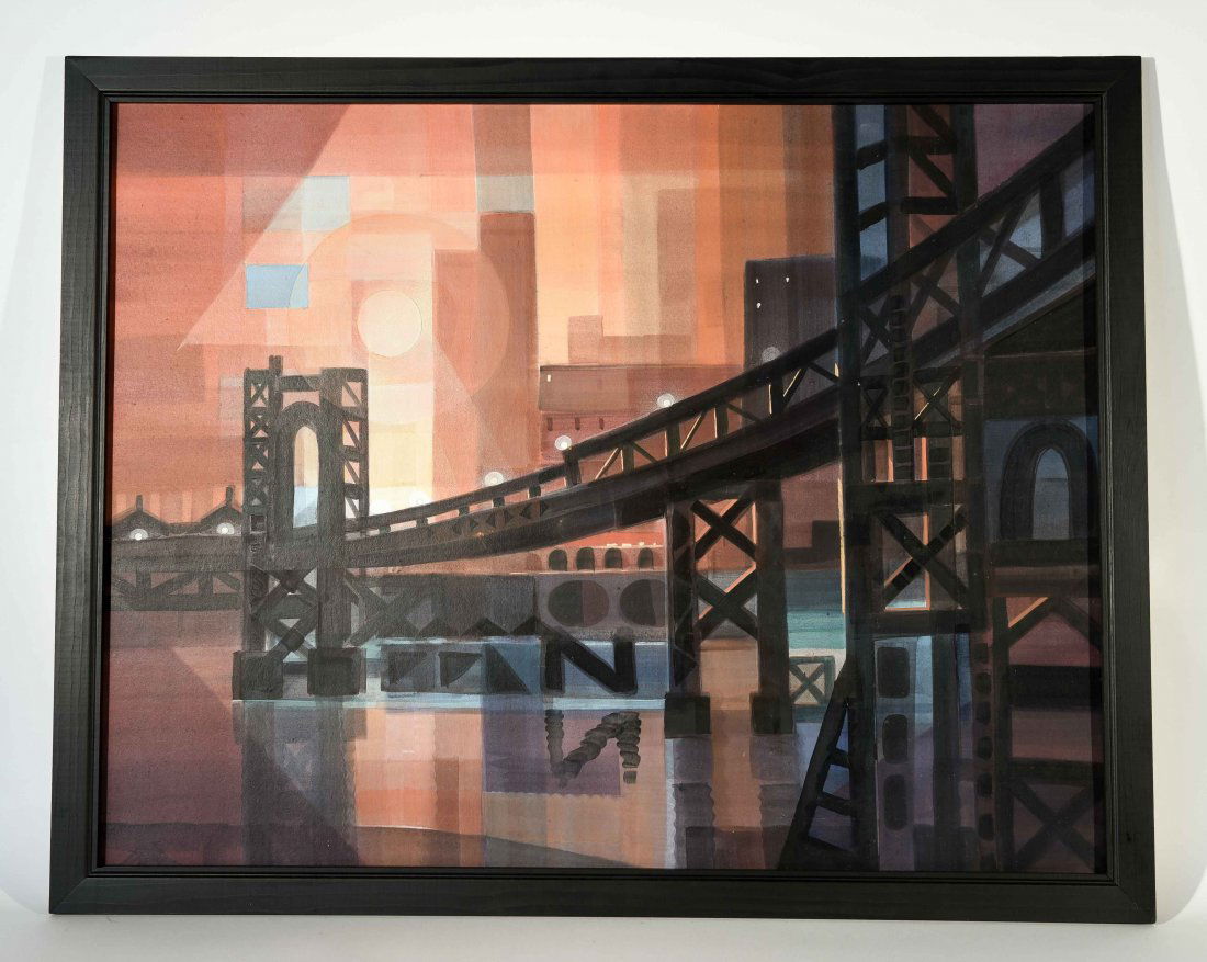 MODERNIST ABSTRACT CITY SCAPE O/B (1 of 10)