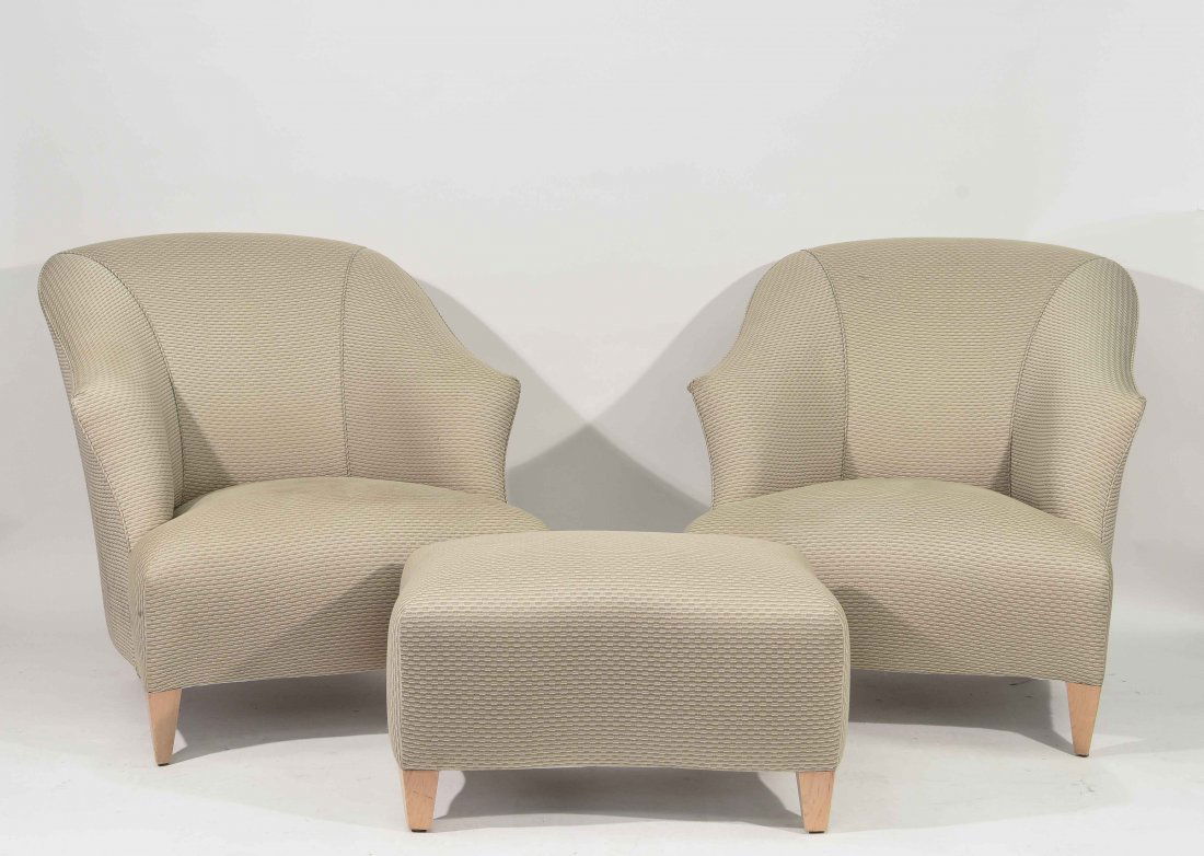 TWO DONGHIA CHAIRS AND OTTOMAN (1 of 10)